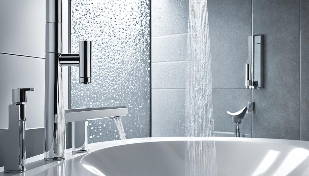 Moderne badkamer met stijlvolle kranen en een regendouchekop